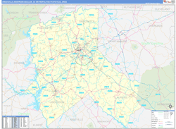 Greenville-Anderson-Mauldin Metro Area Wall Map Basic Style 2024